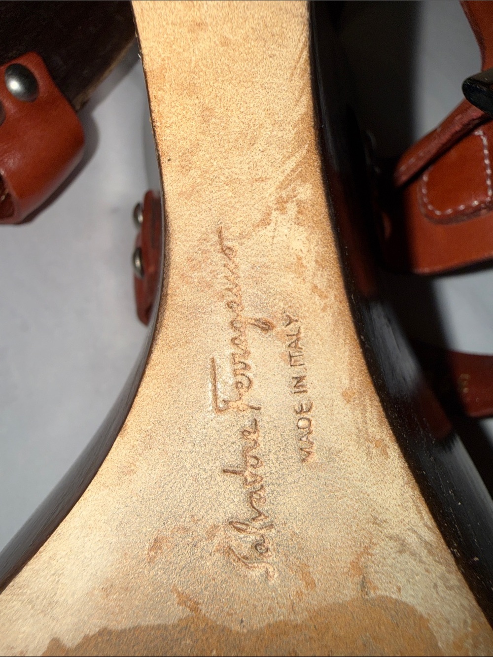 Salvatore Ferragamo Cognac Leather Slingback Sandals - Picture 13 of 13